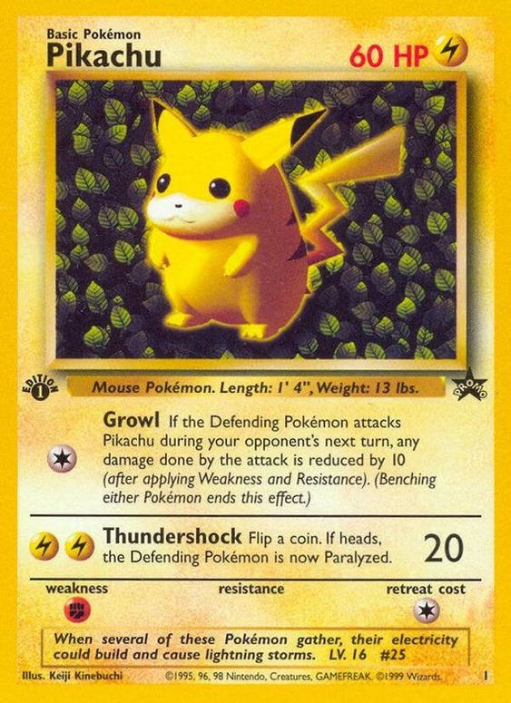 Pikachu (1) (1st Edition Misprint Promo) [Wizards of the Coast: Black Star Promos]