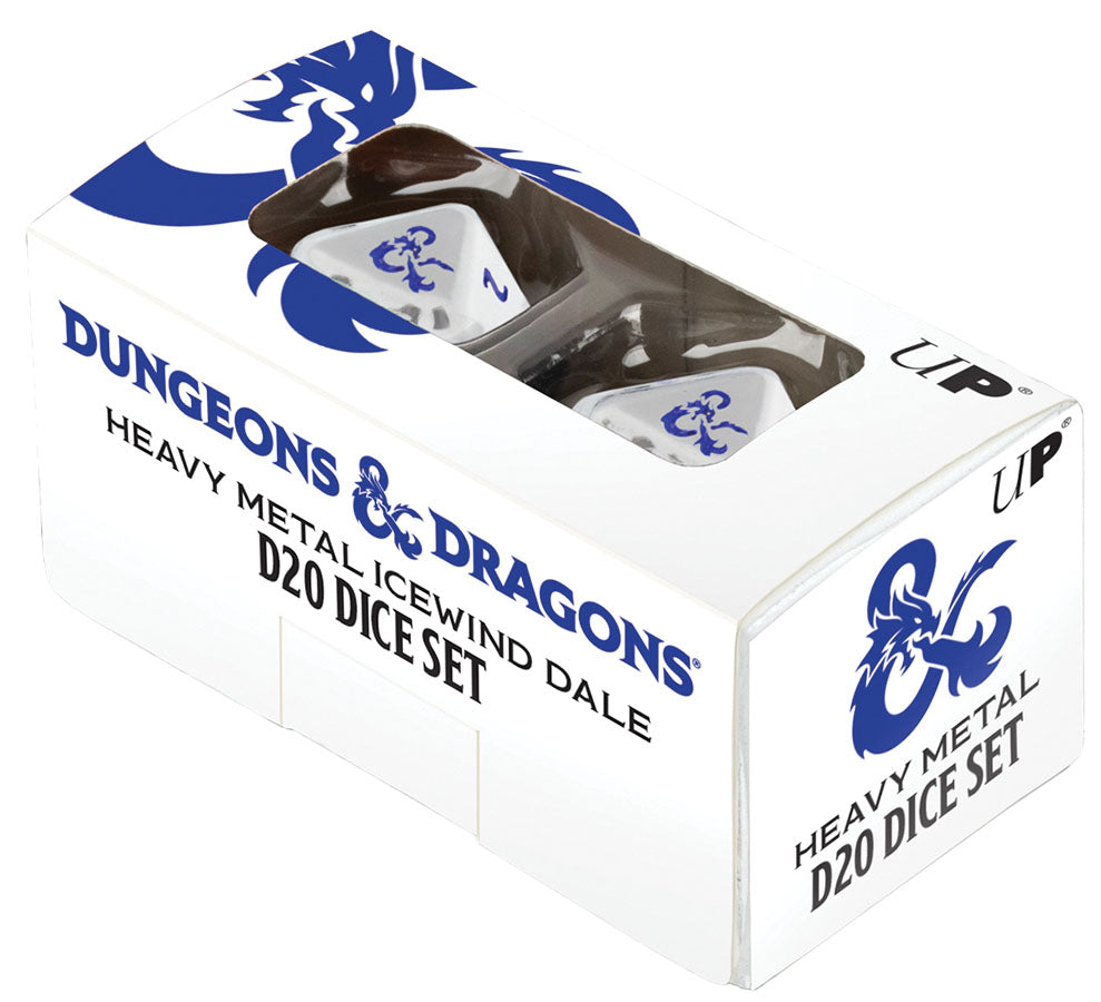 Dungeons and Dragons RPG: Icewind Dale - Heavy Metal - Poly White and Blue Dice Set (7)